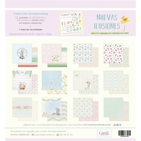 Colección papeles de scrapbooking "Nuevas ilusiones" 30.5x30.5 cm doble cara