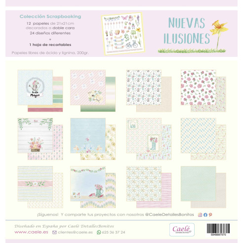 Colección papeles de scrapbooking "Nuevas ilusiones" 21x21 cm doble cara