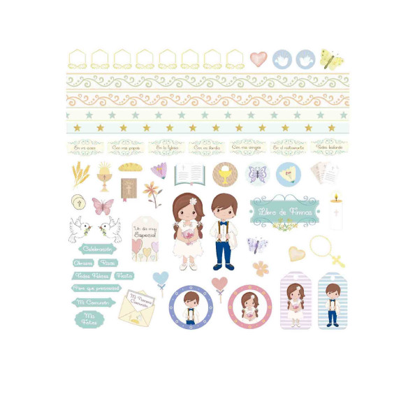 Colección SCRAPBOOKING - "MI PRIMERA COMUNIÓN" 21x21 cm impresos a DOBLE cara