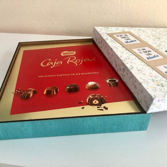 Caja de madera para mamá - Turquesa y Flores