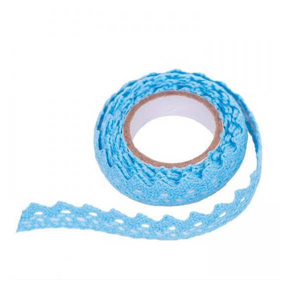 Lazo adhesivo encaje de algodón color Azul