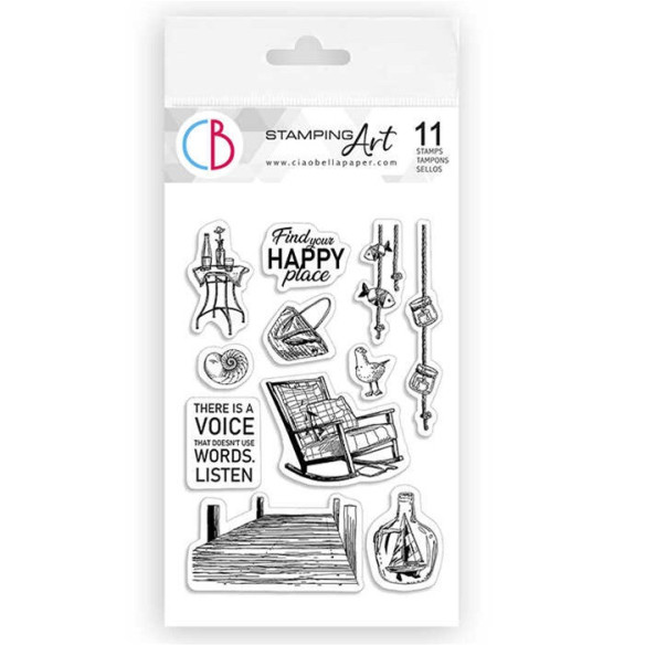 Set de Sellos de estampar "Find your Happy Place" 10x15