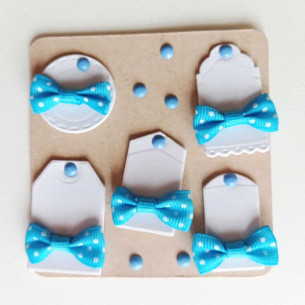 Set 5 MINI TAGS de VINILO y GOMA EVA AZUL