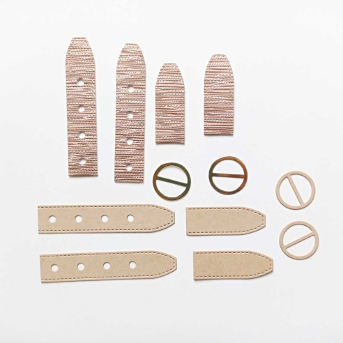 Kit 2 correas de ecopiel líneas oro rosa para decoraciones de scrapbooking.