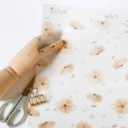 VELLUM con estampado de FLORES BEIGE