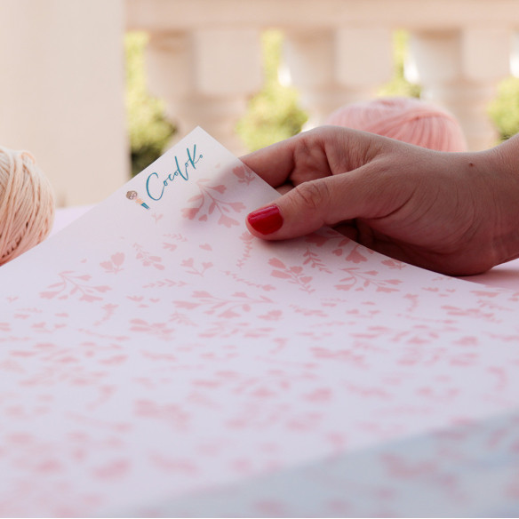 Vellum estampado de Flores Rosas