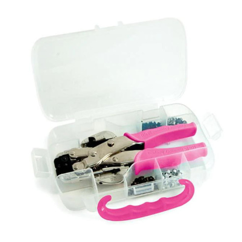 Crop-A-Dile Kit Rosa Con estuche y 100 ojales