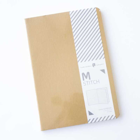 Cuaderno Stitch de papel reciclado con líneas color Camello