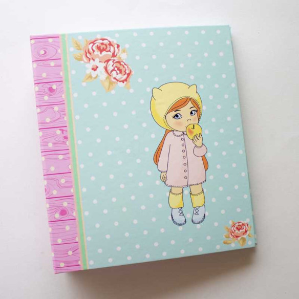 Fichero artesanal 22 x 19 cm Verde con Lunares