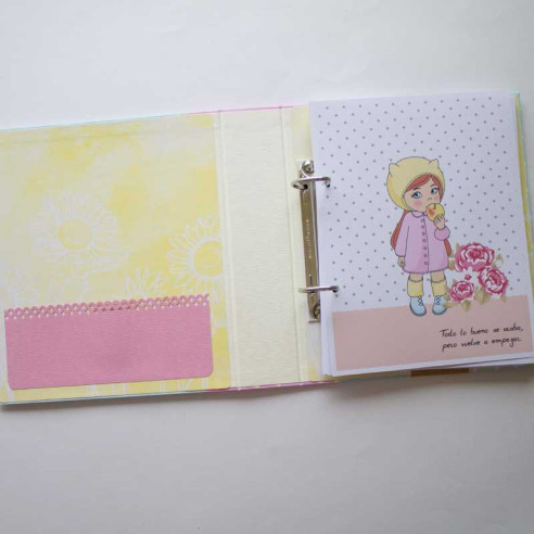 Fichero artesanal 22 x 19 cm Verde con Lunares