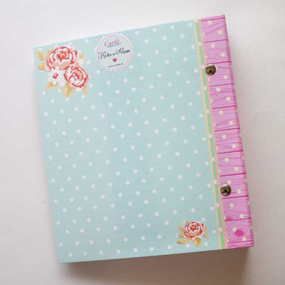 Fichero artesanal 22 x 19 cm Verde con Lunares