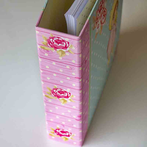 Fichero artesanal 22 x 19 cm Verde con Lunares