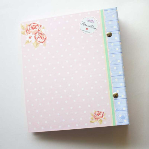 Fichero artesanal 22 x 19 cm Rosa con Lunares