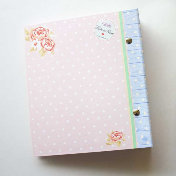 Fichero artesanal 22 x 19 cm Rosa con Lunares