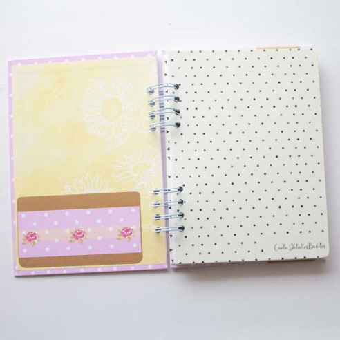 Libreta artesanal 22 x 16 cm Rosa con Lunares