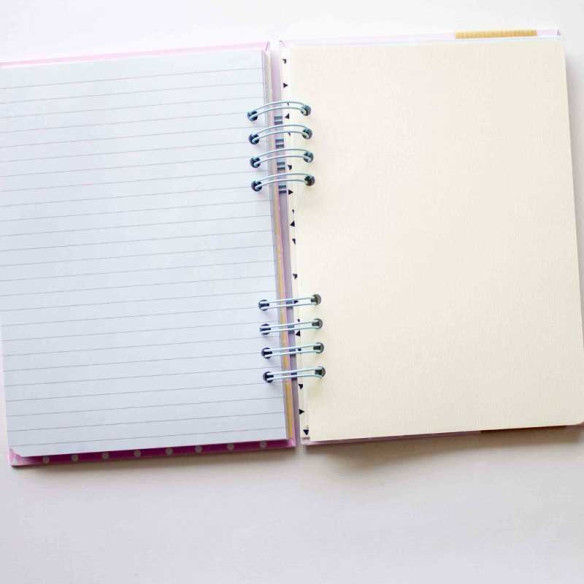 Libreta artesanal 22 x 16 cm Rosa con Lunares