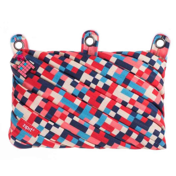 Estuche con 3 anillas rojo y azul Zipit