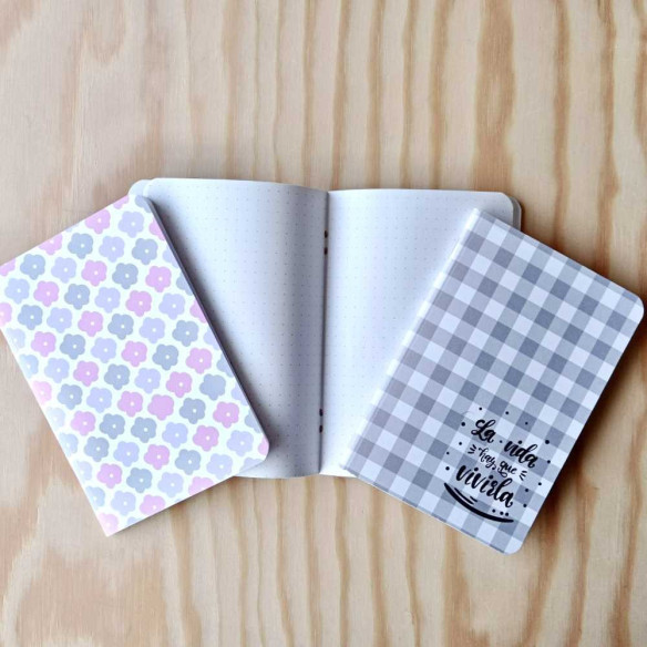 Cuadernos A6 "La vida hay que vivirla" en tonos grises