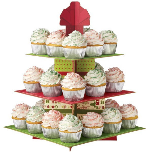 Stand expositor de Cupcakes Cuadrado colores Rojo y Verde