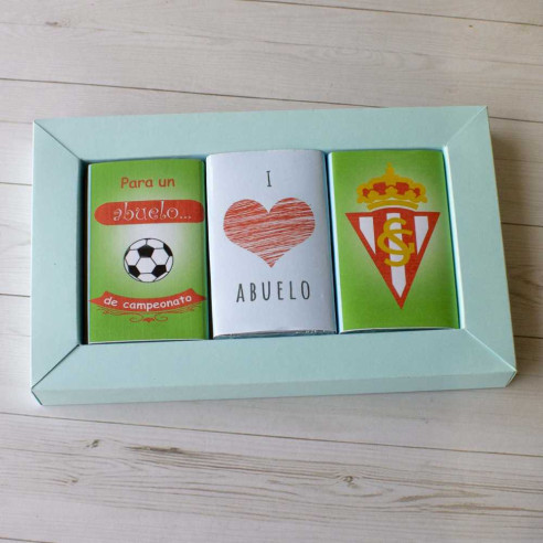 Chocolates con mensaje "Para un abuelo de campeonato" Sporting de Gijón