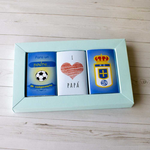 Chocolates con mensaje "Para un padre de campeonato" Real Oviedo
