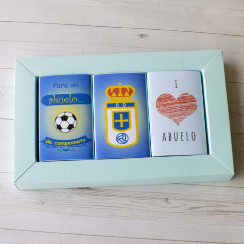 Chocolates con mensaje "Para un abuelo de campeonato" Real Oviedo