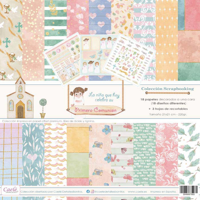 Papeles digitales - Comunión Niña para scrapbooking