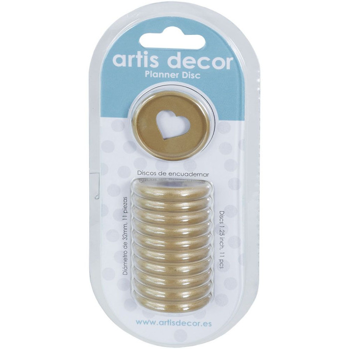 Discos para encuadernar planner 32 mm Oro - Corazón