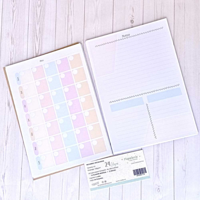 Recambio para archivador A5 "Planner mensual"