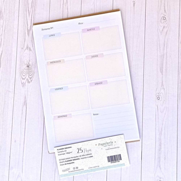 Recambio para archivador A5 "Planner semanal"