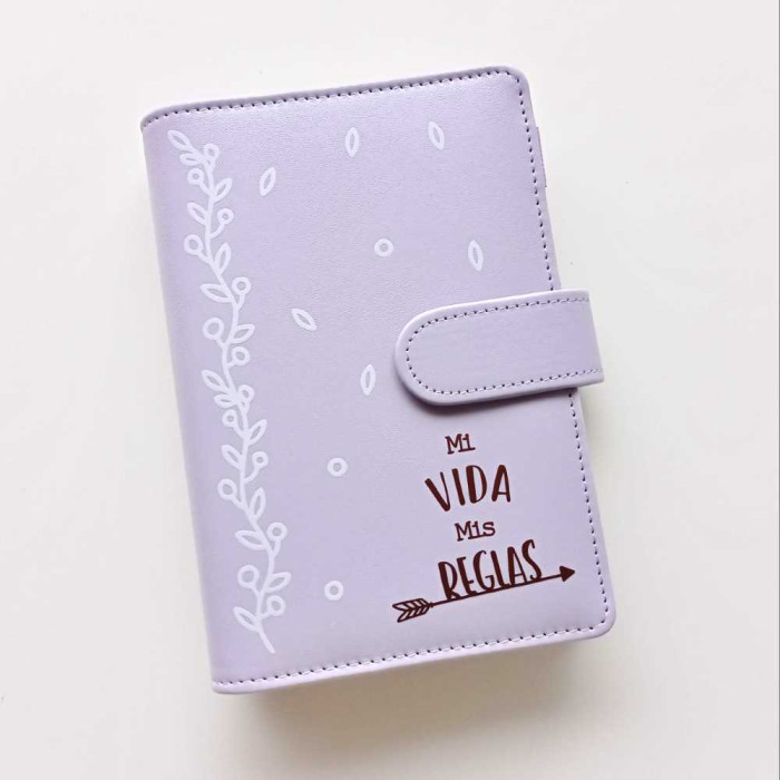 Archivador de polipiel "Mi vida mis reglas" A6 color lila