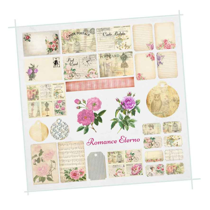 Colección papeles scrapbooking "Romance eterno" 30,5 cm una cara