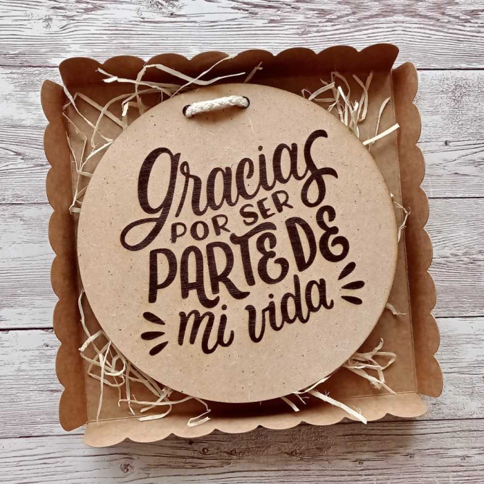 Placa de madera "Gracias por ser parte de mi vida"