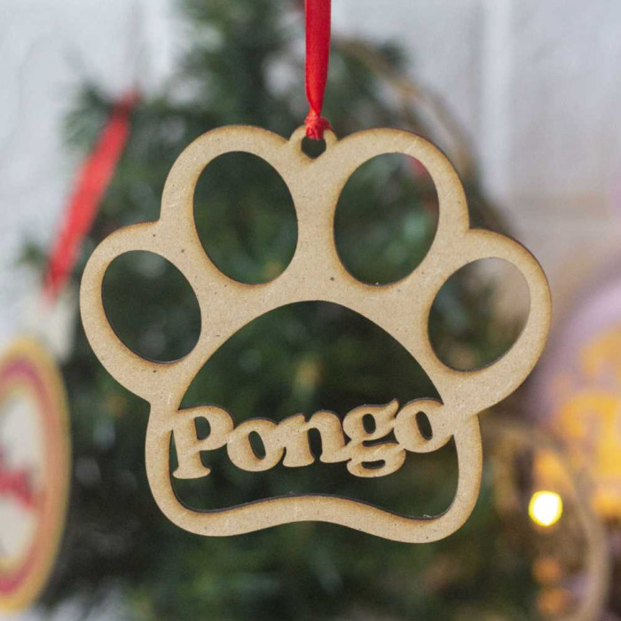 Bola de Navidad de madera "Huella de perro"