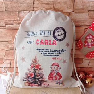 Saco de Papá Noel personalizado con nombre