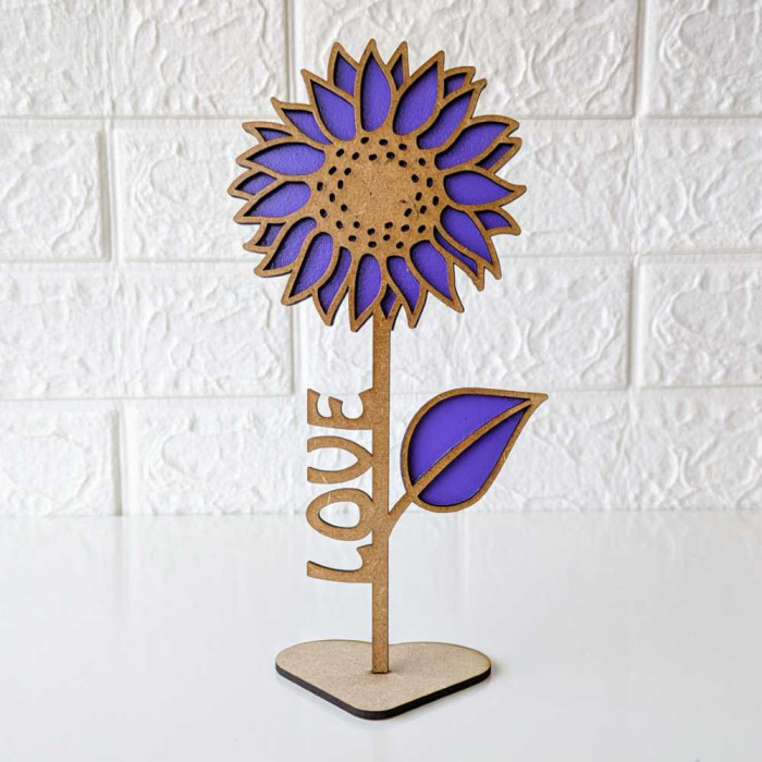 Flor de madera con nombre Mod 3 Girasol