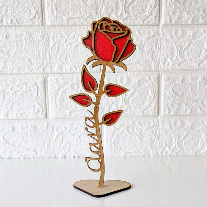 Flor de madera con nombre Mod 4