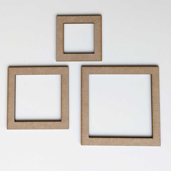 Set de 3 marcos de madera cuadrados
