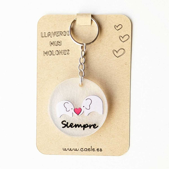Llavero de resina elefantes enamorados