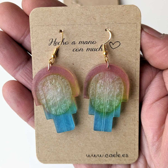 Pendientes de resina Eider Tricolor