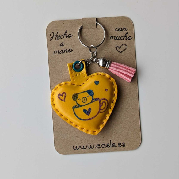 Llavero de polipiel cerdito amoroso