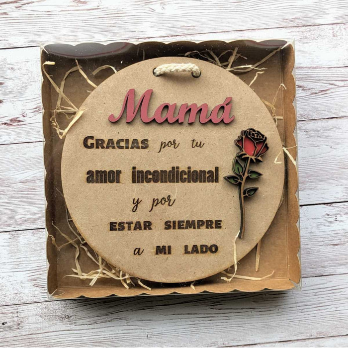 Placa de madera Mamá, gracias por tu amor incondicional