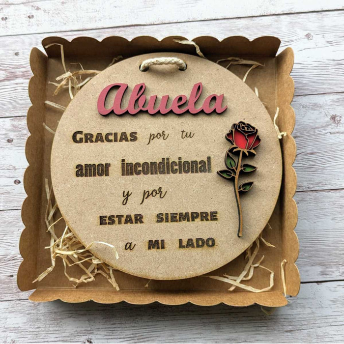 Placa de madera Abuela, gracias por tu amor incondicional