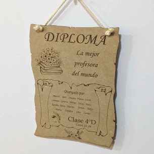 Diploma de madera para profesores tamaño grande 2