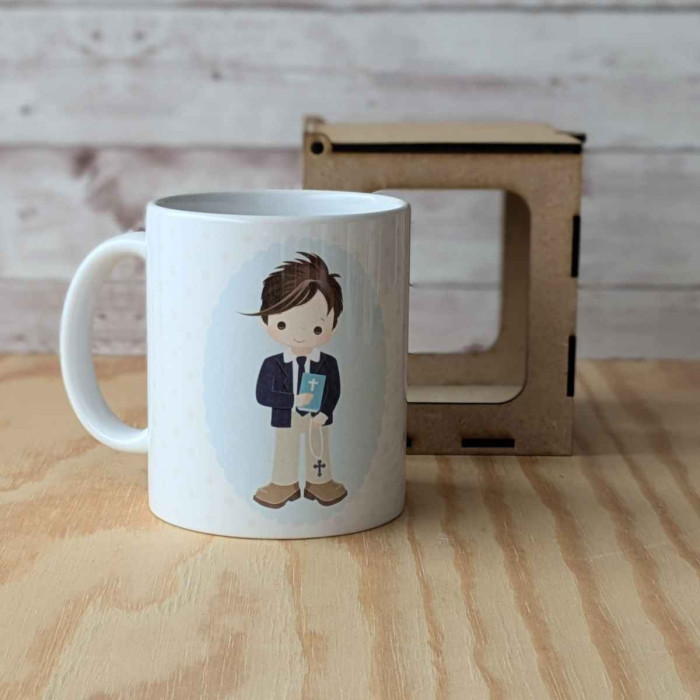 Taza Primera Comunión Topitos Beige
