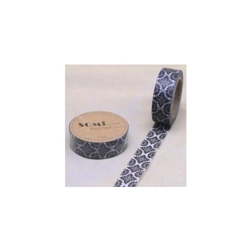 WASHI TAPE Blanco FLORES Negras