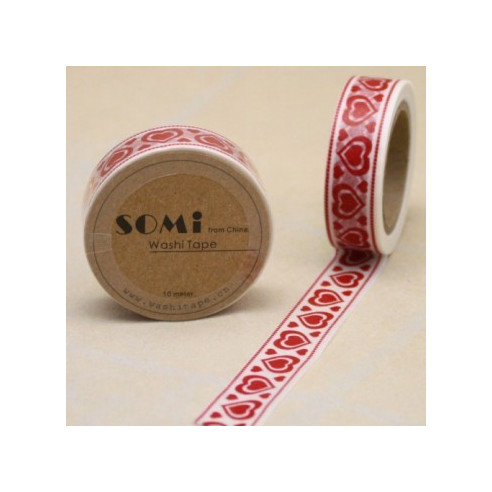 Washi Tape corazones rojos