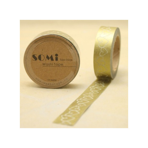 Washi Tape Dorado con Corazones