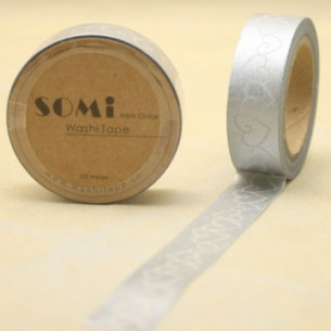 Washi Tape Plateado con Corazones