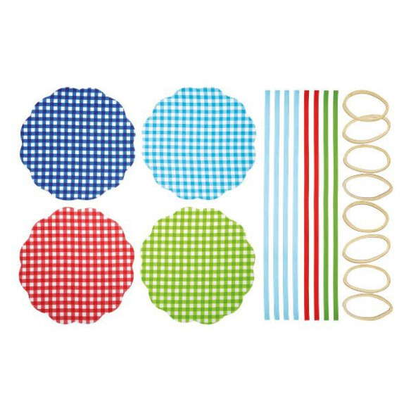 Kit para decoración de 8 tarros diseño Vichy (24 piezas)